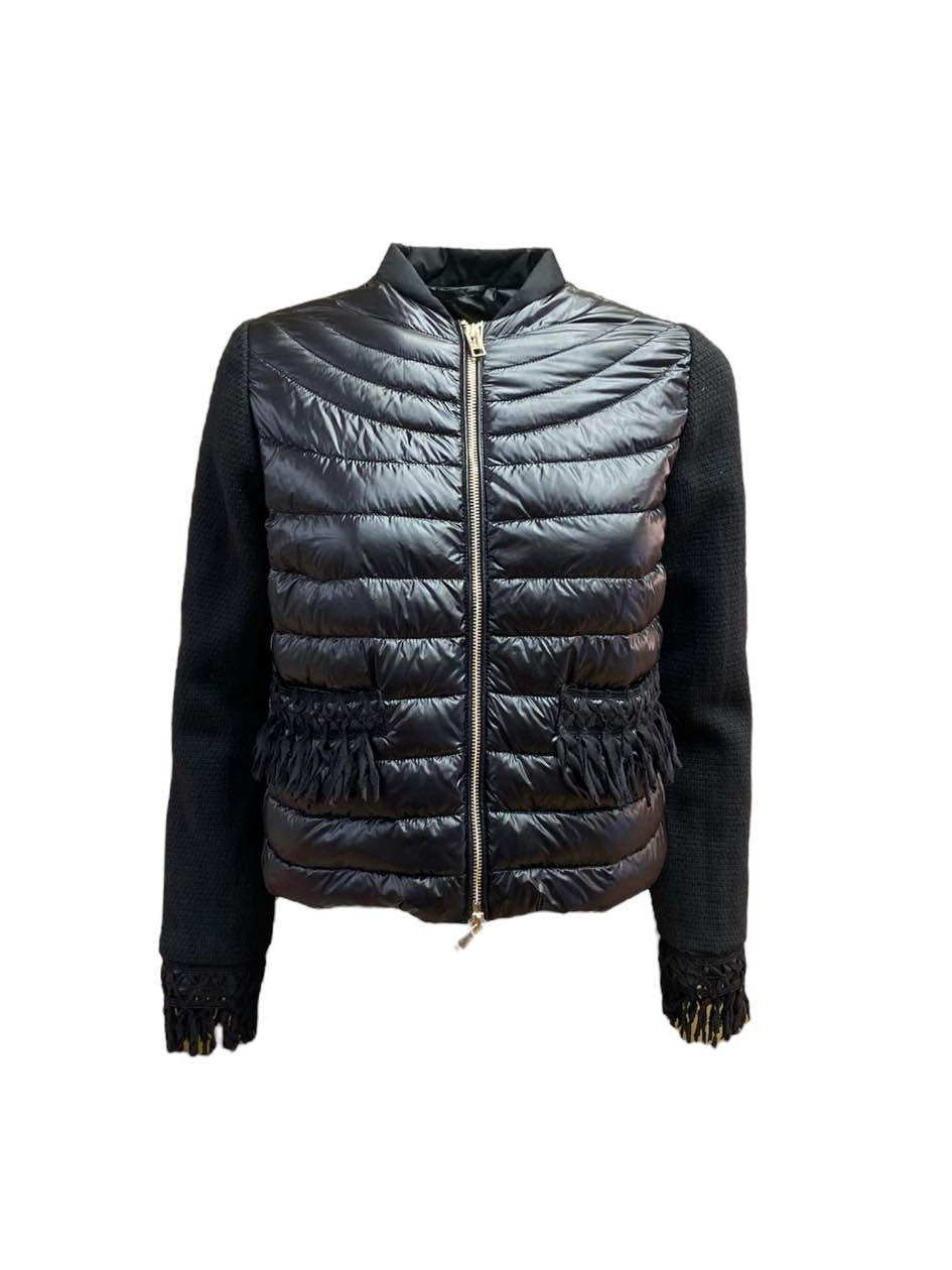 Piumino nero frange
