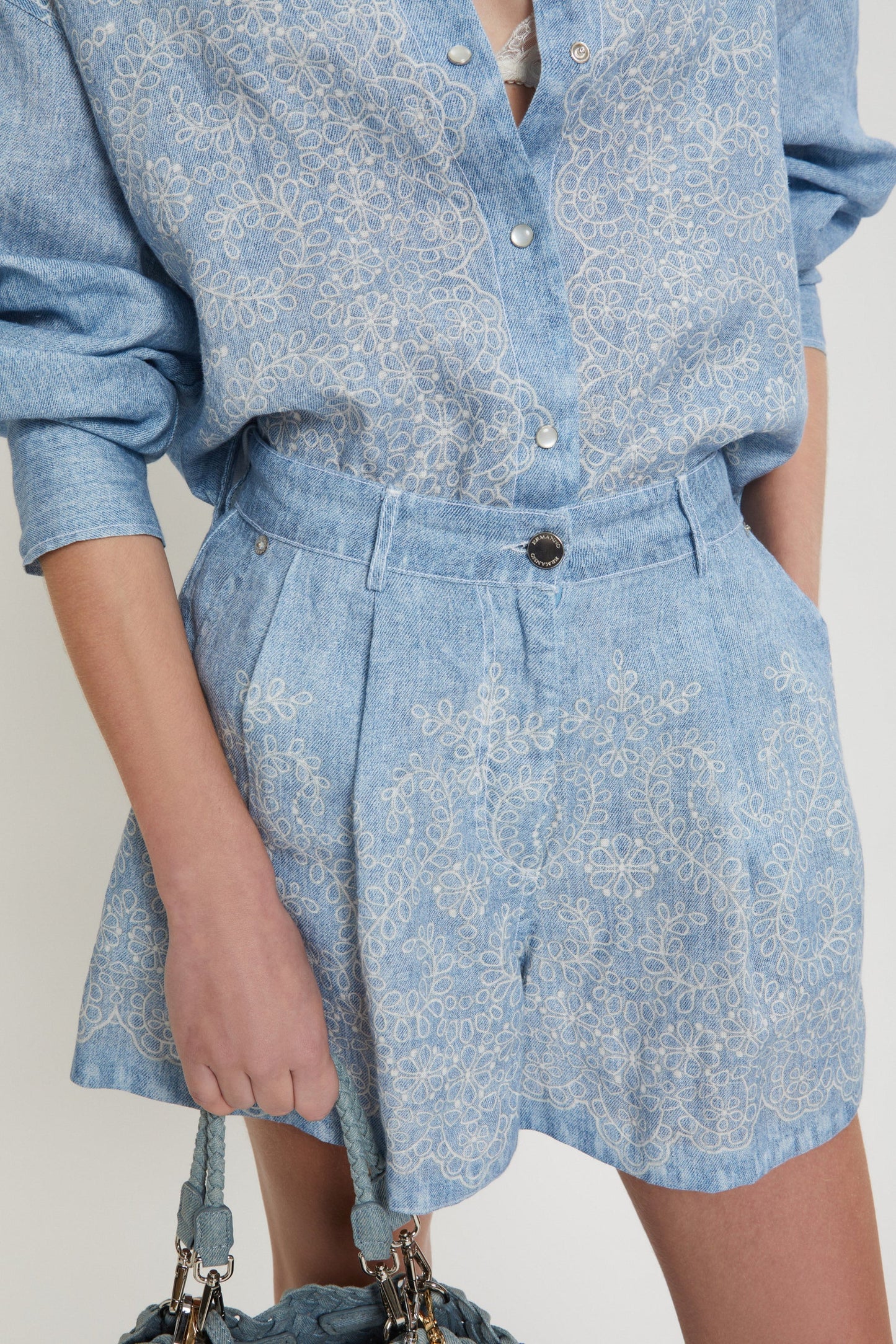 Short Lino Stampa Denim
