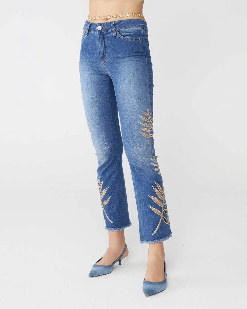 Jeans Shaft trombetta ricamato