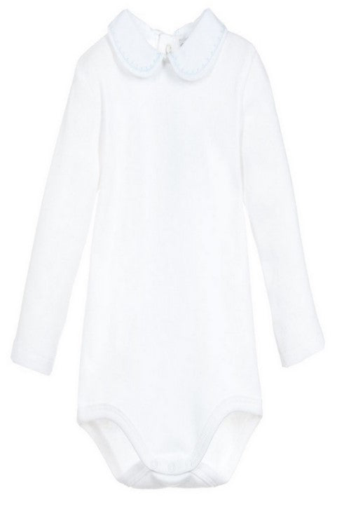 BODY CON COLLETTO ROTONDO RICAMO AZZURRO