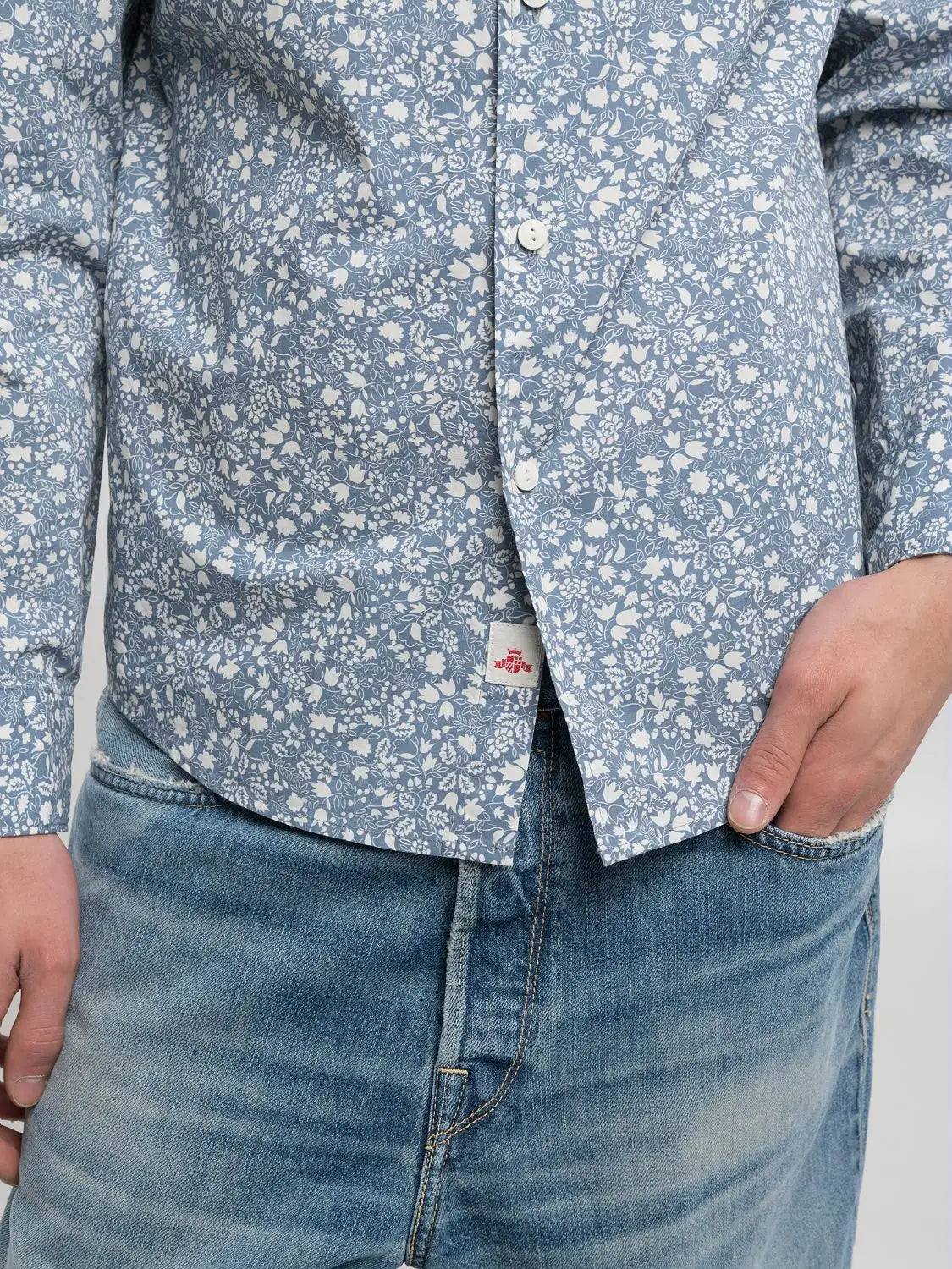 Camicia micro fantasia azzurra Replay