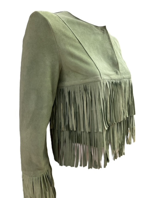 Giacca frange suede salvia