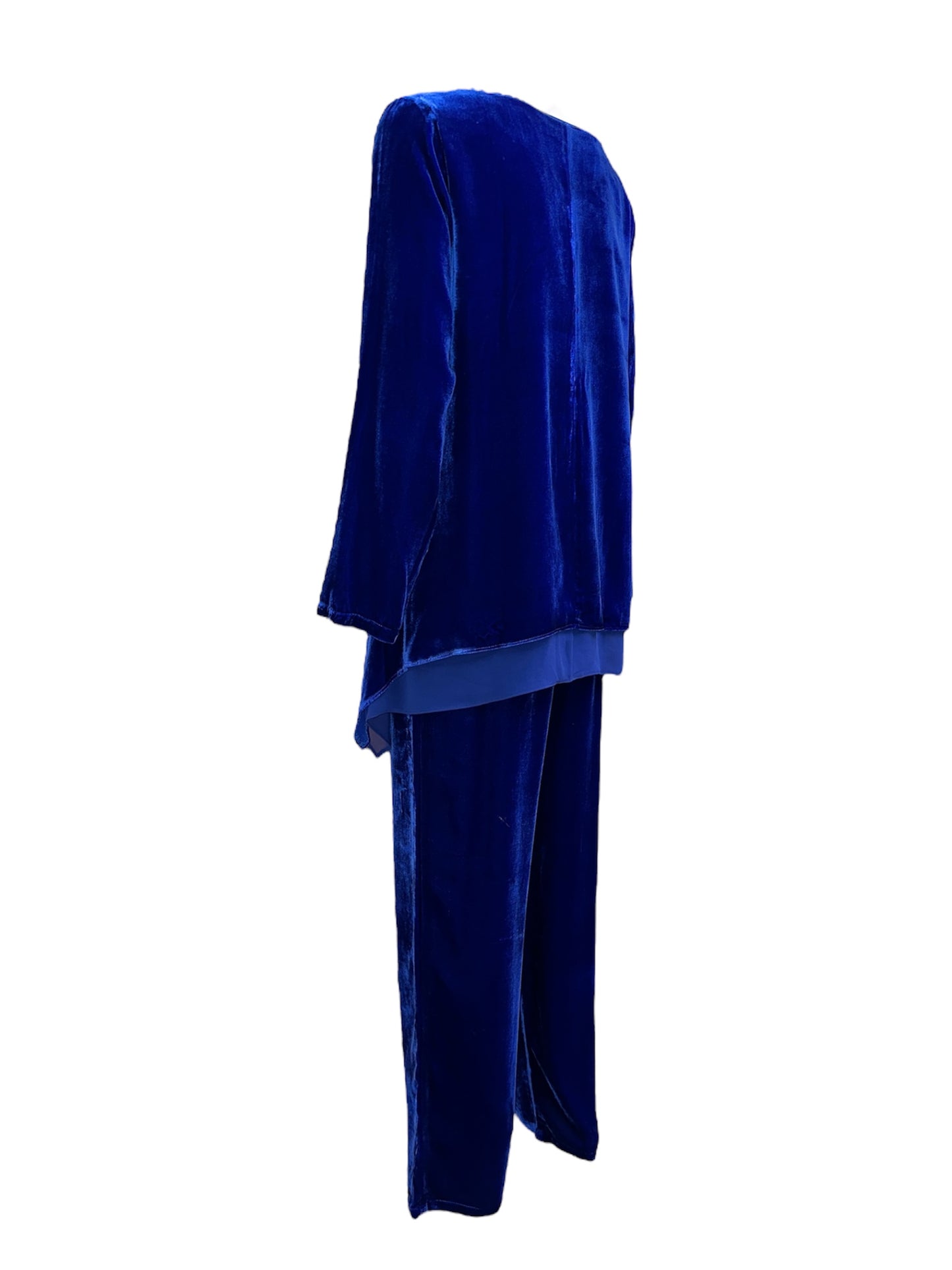 Blusa velluto e seta cobalto
