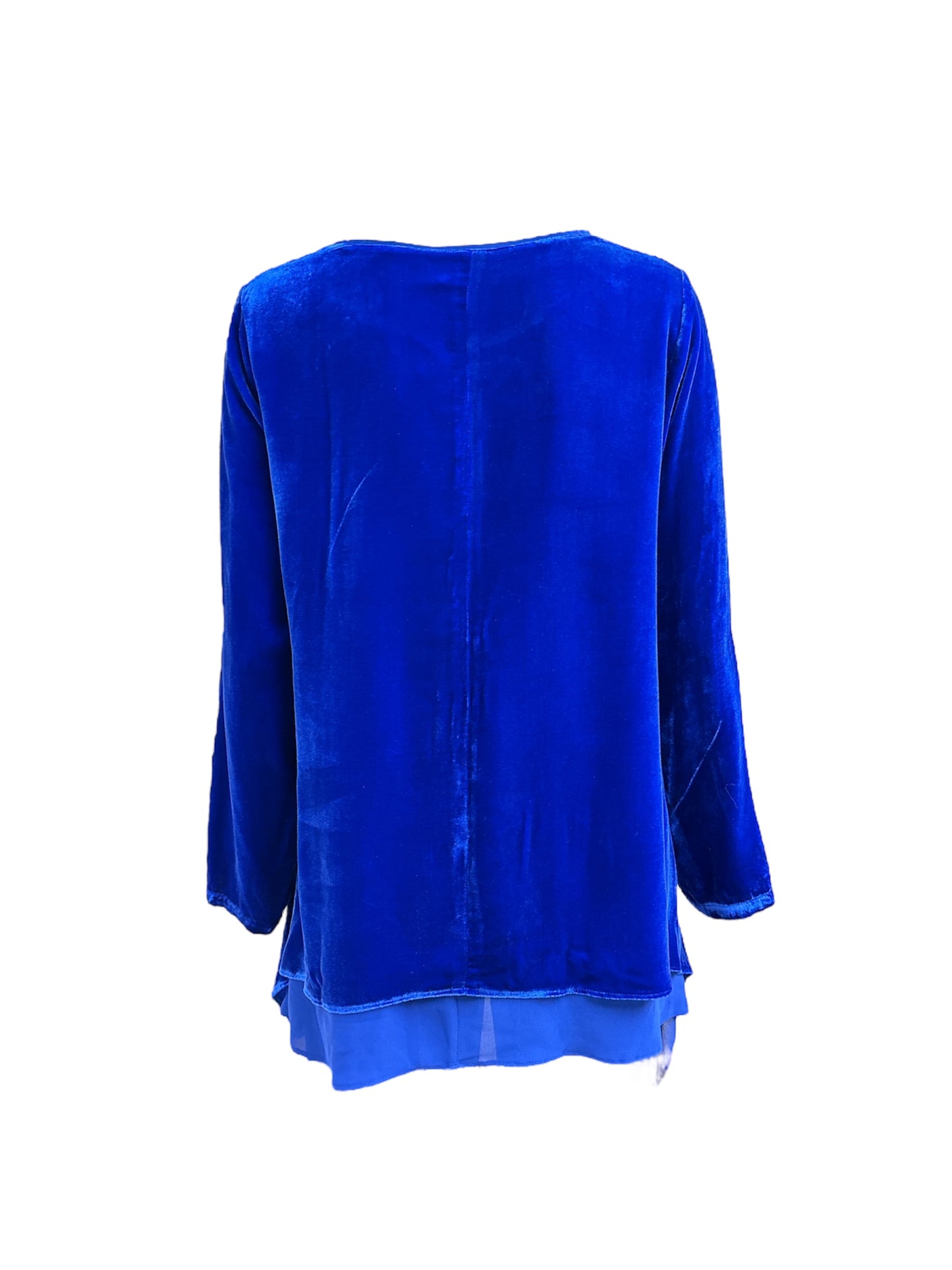 Blusa velluto e seta cobalto