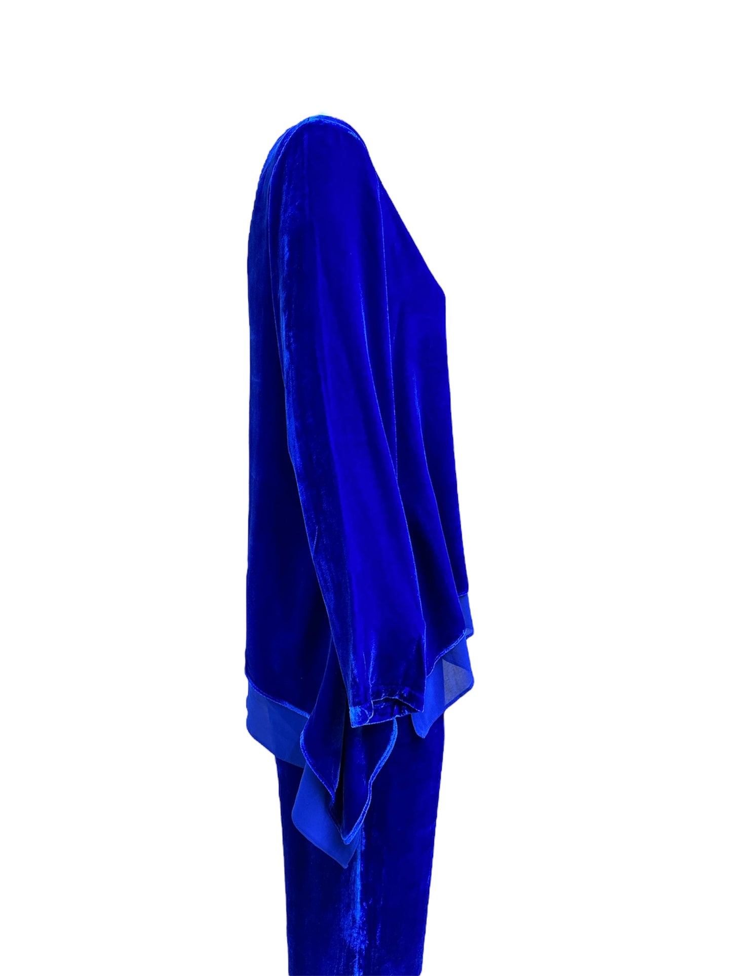 Blusa velluto e seta cobalto