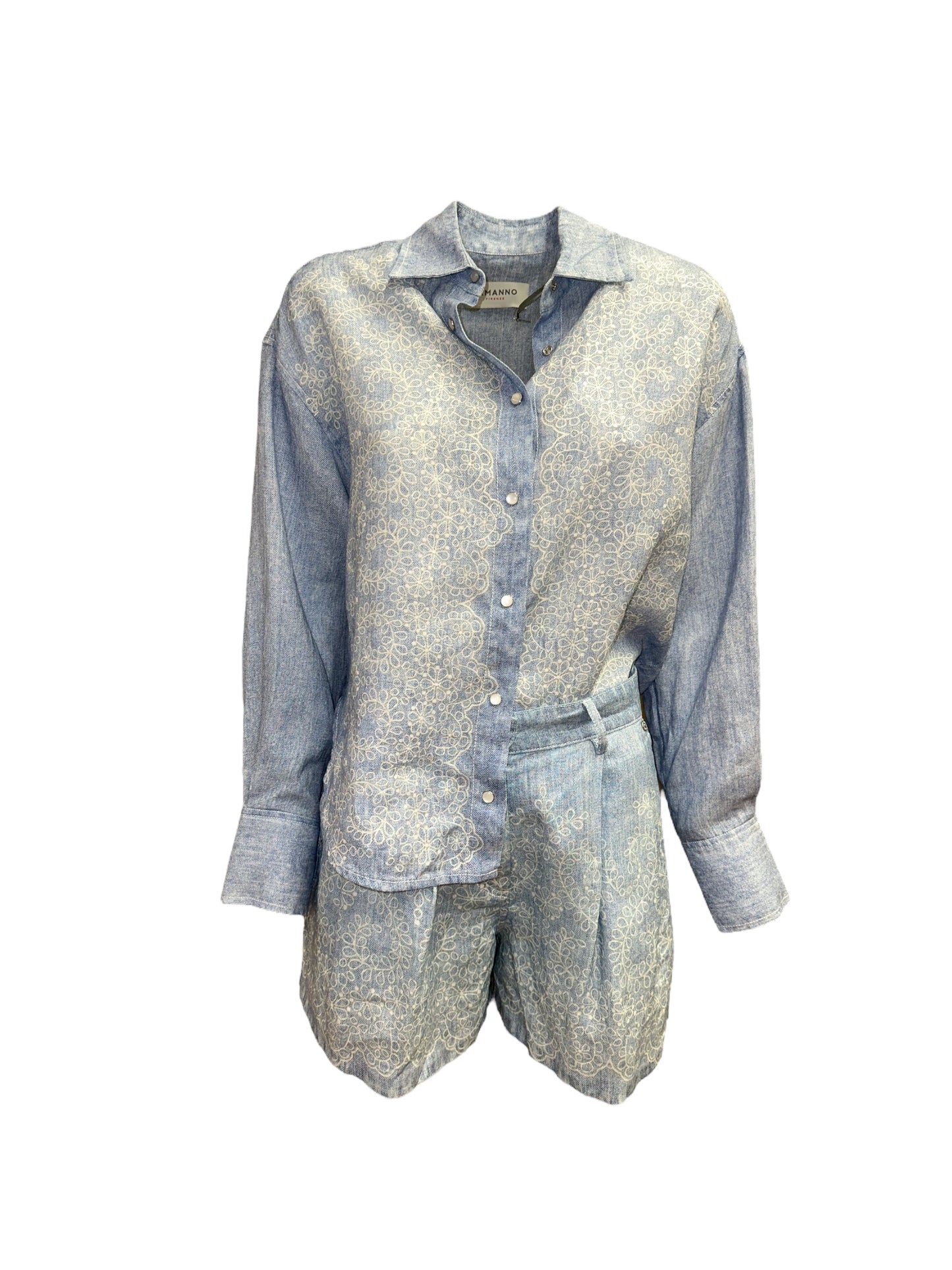 Short Lino Stampa Denim