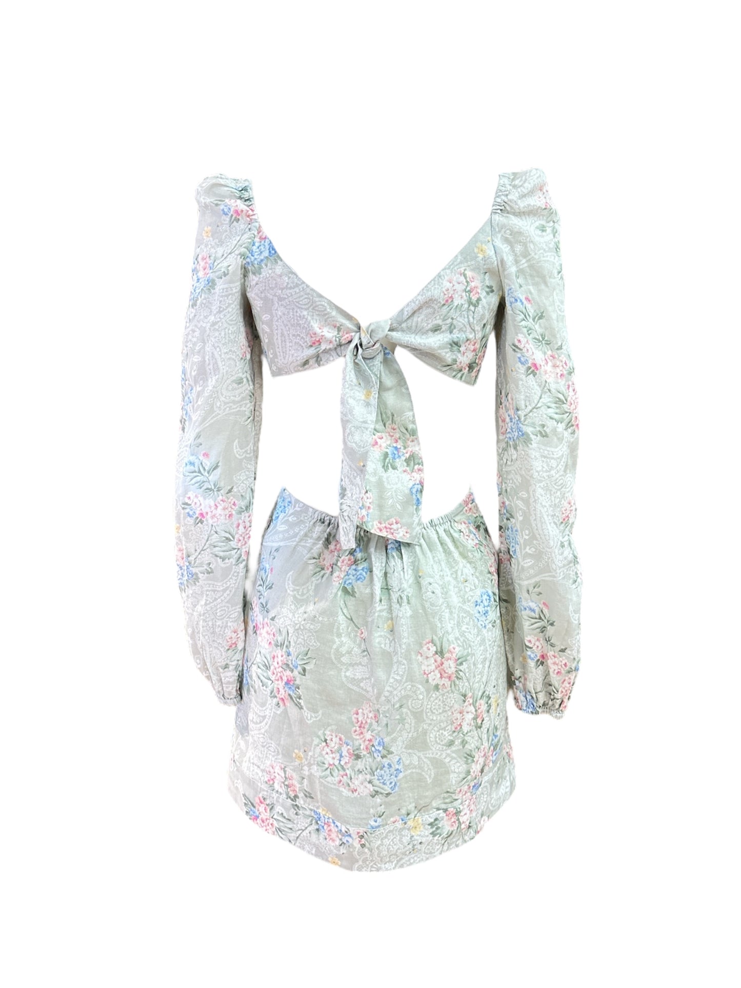 Abito MC2 Saint Barth in lino cut-out stampa peonie
