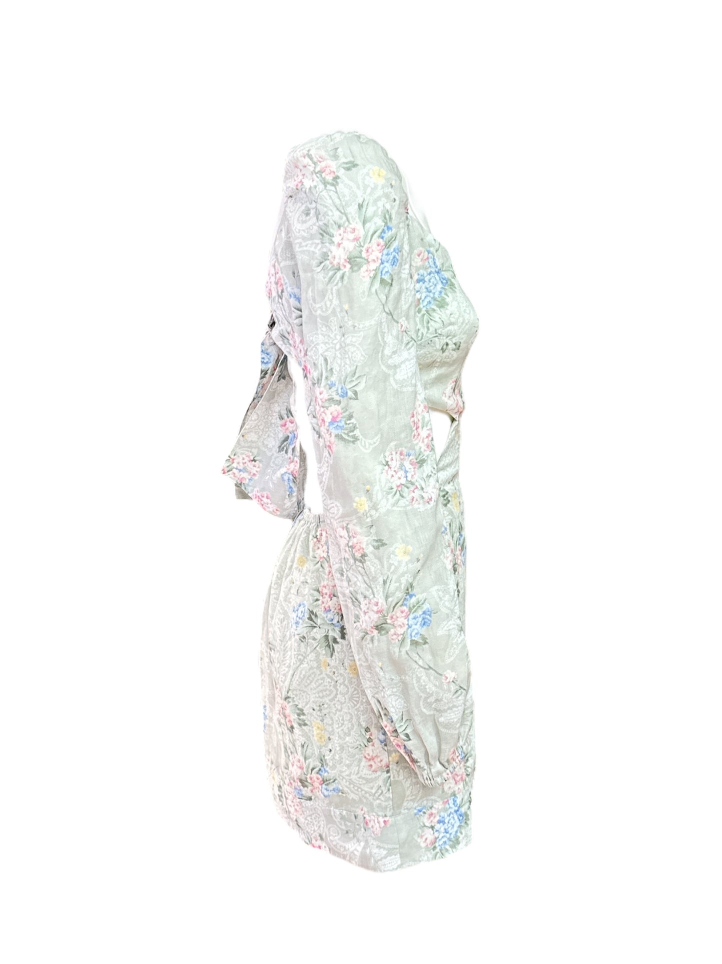 Abito MC2 Saint Barth in lino cut-out stampa peonie