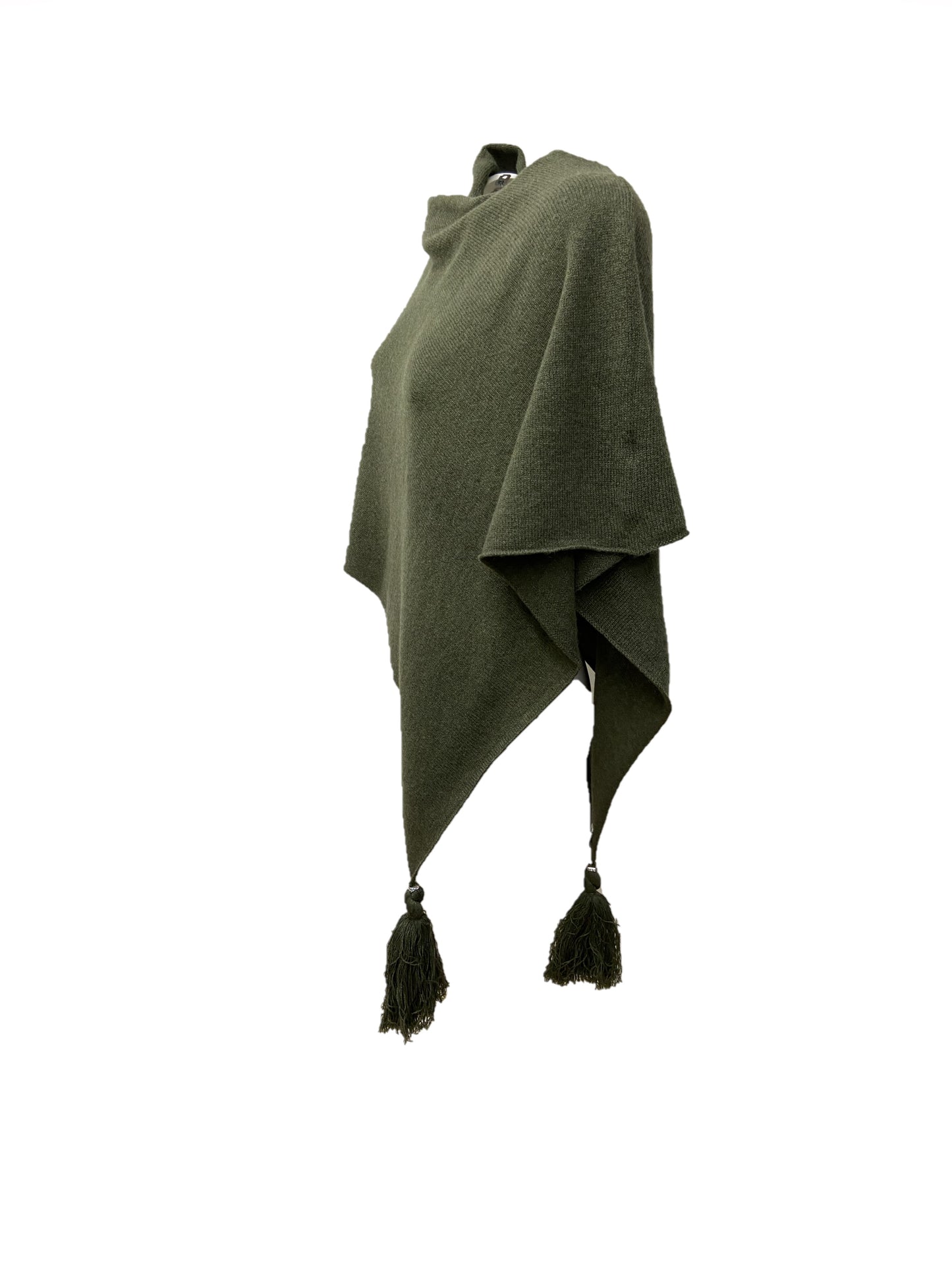 Poncho LDYBG 100% cashmere verde militare