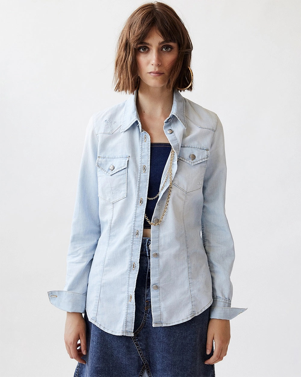 Camicia Jeans Denim Bleach
