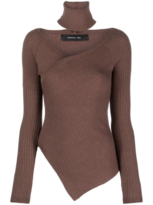 Maglione cut-out cacao