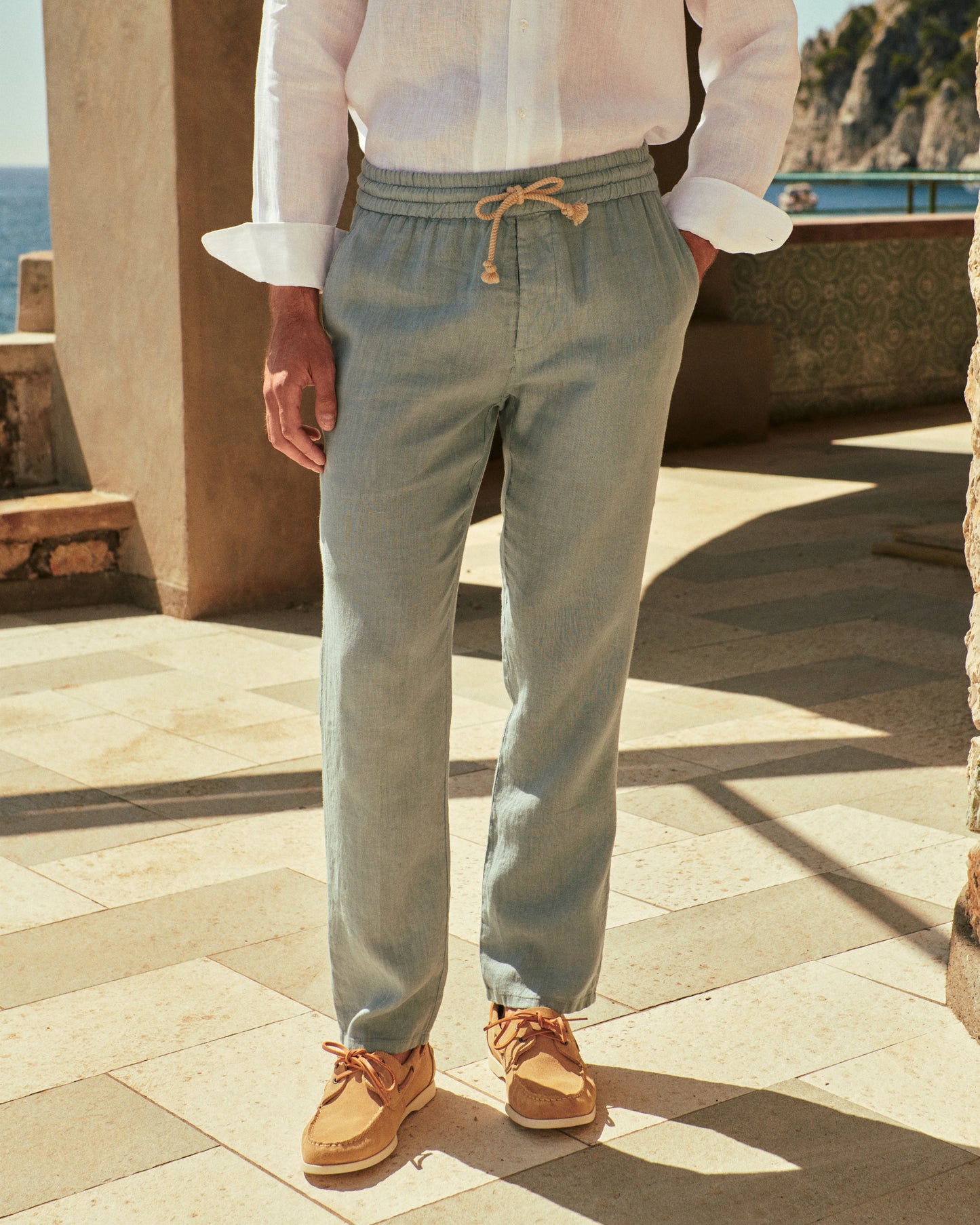 Pantalone di lino con elastico Manebi
