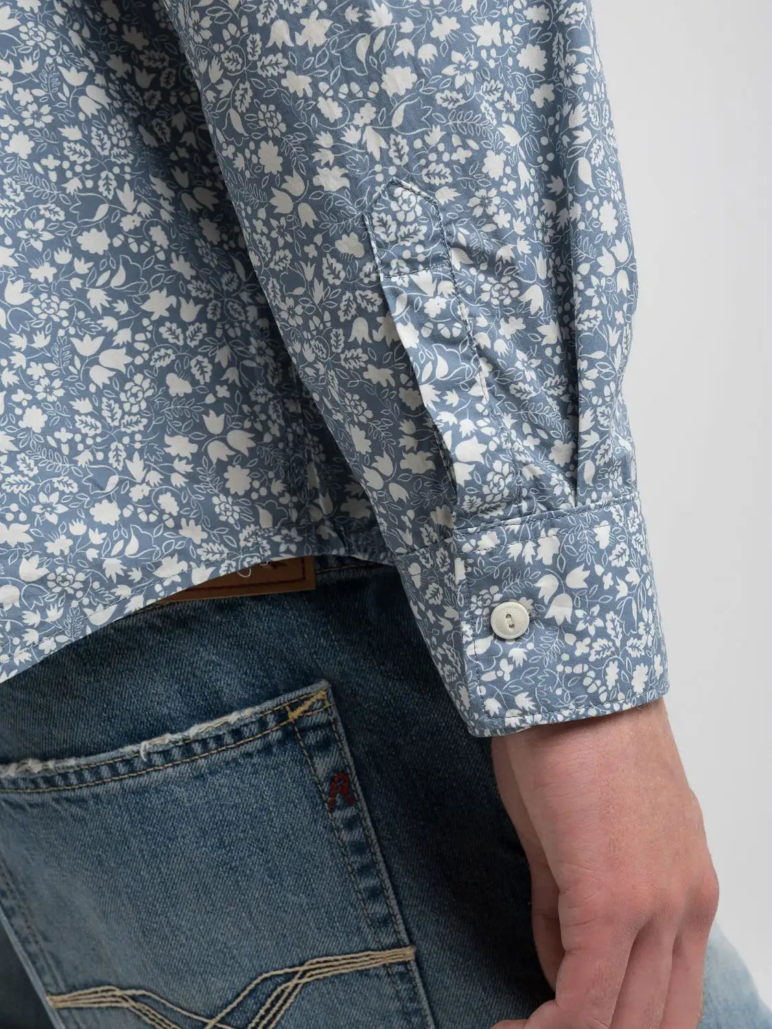 Camicia micro fantasia azzurra Replay