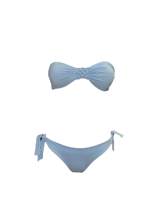 Bikini fascia con intreccio azzurro