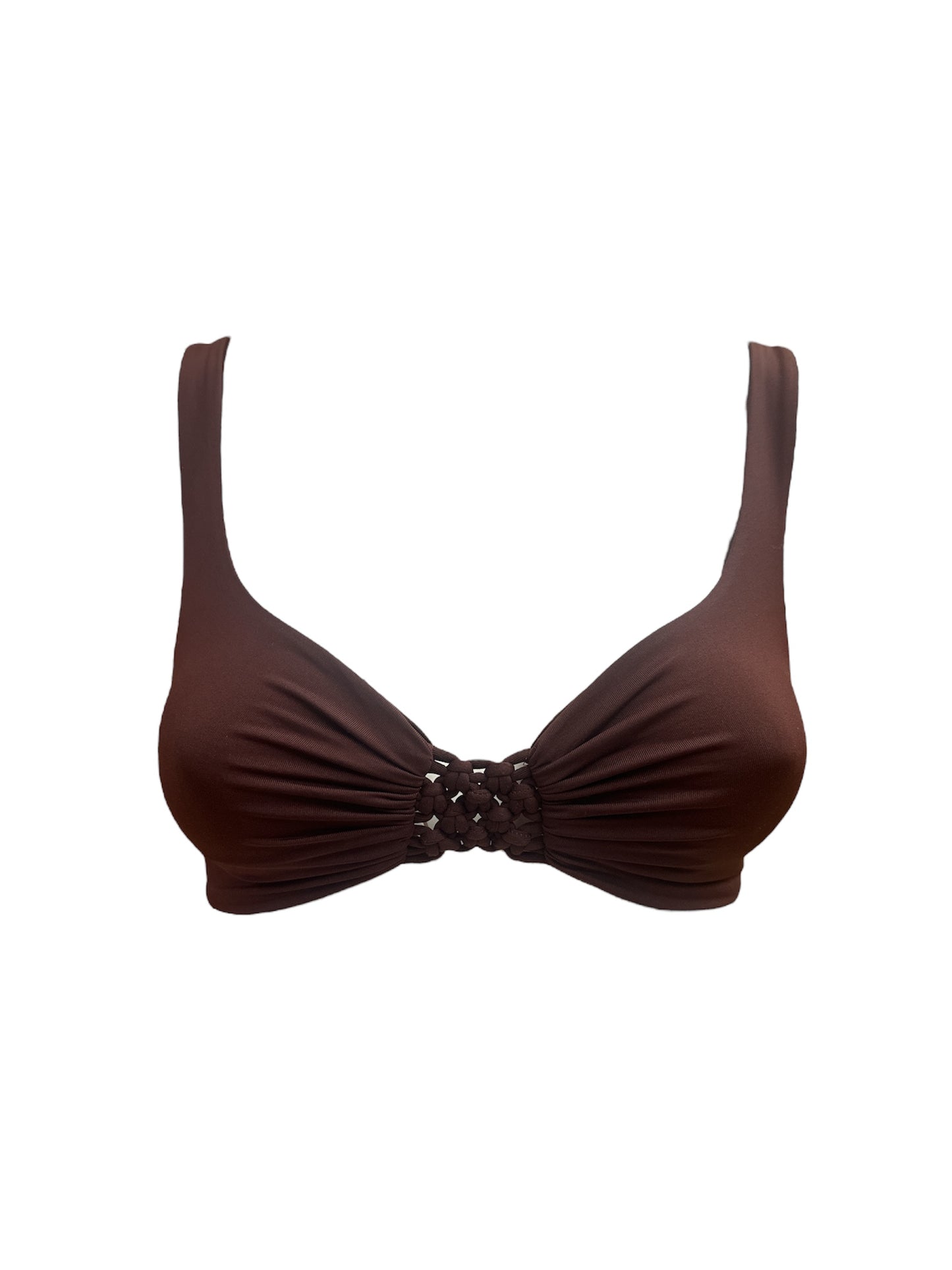 Bikini con intreccio slip lacci cioccolato