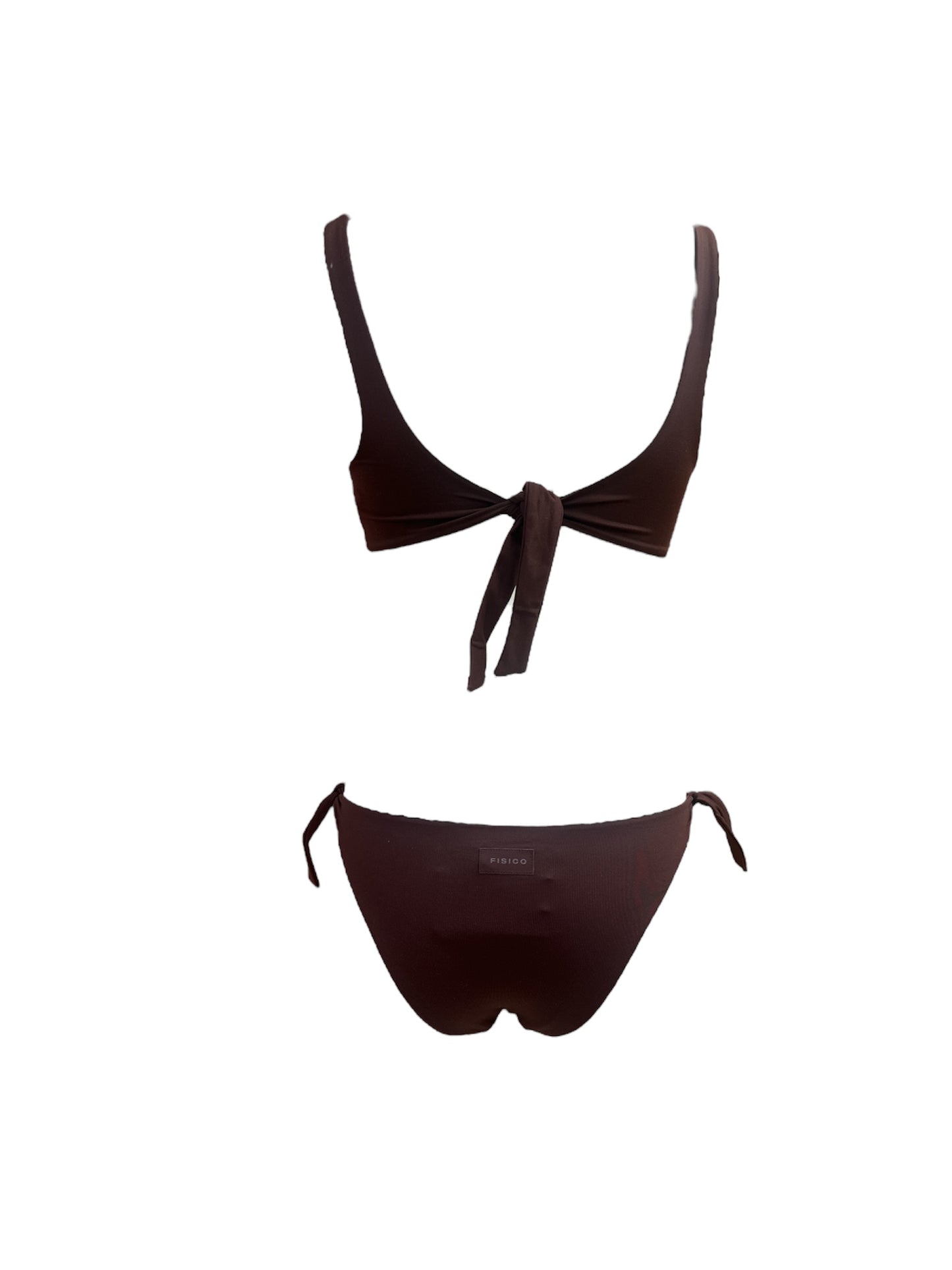 Bikini con intreccio slip lacci cioccolato