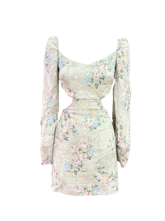 Abito MC2 Saint Barth in lino cut-out stampa peonie