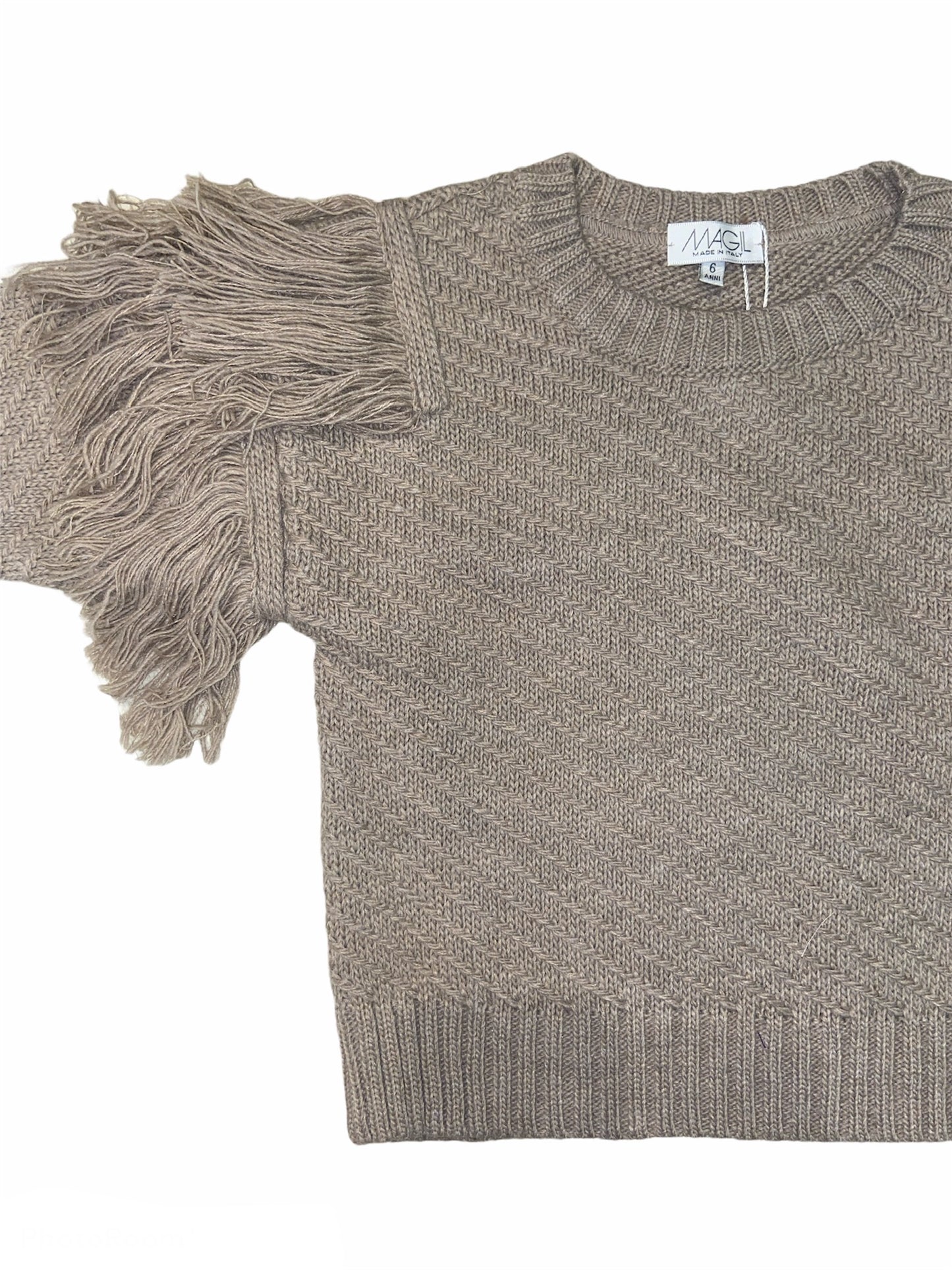 MAGLIONE FRANGE BEIGE